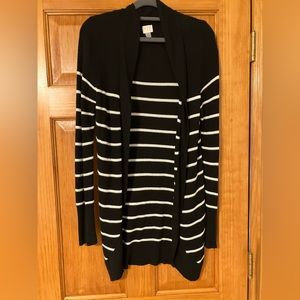 A New Day Open Front Black and White Cardigan Medium